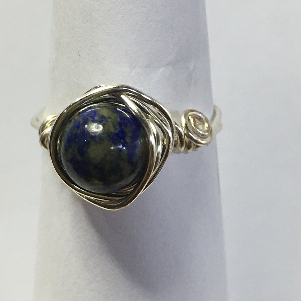 Ring - Silver Wire-Wrapped, Lapis by Susan Grace Branch
