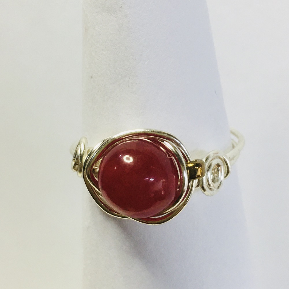 Ring - Silver Wire-Wrapped, Ruby Red Quartz by Susan Grace Branch