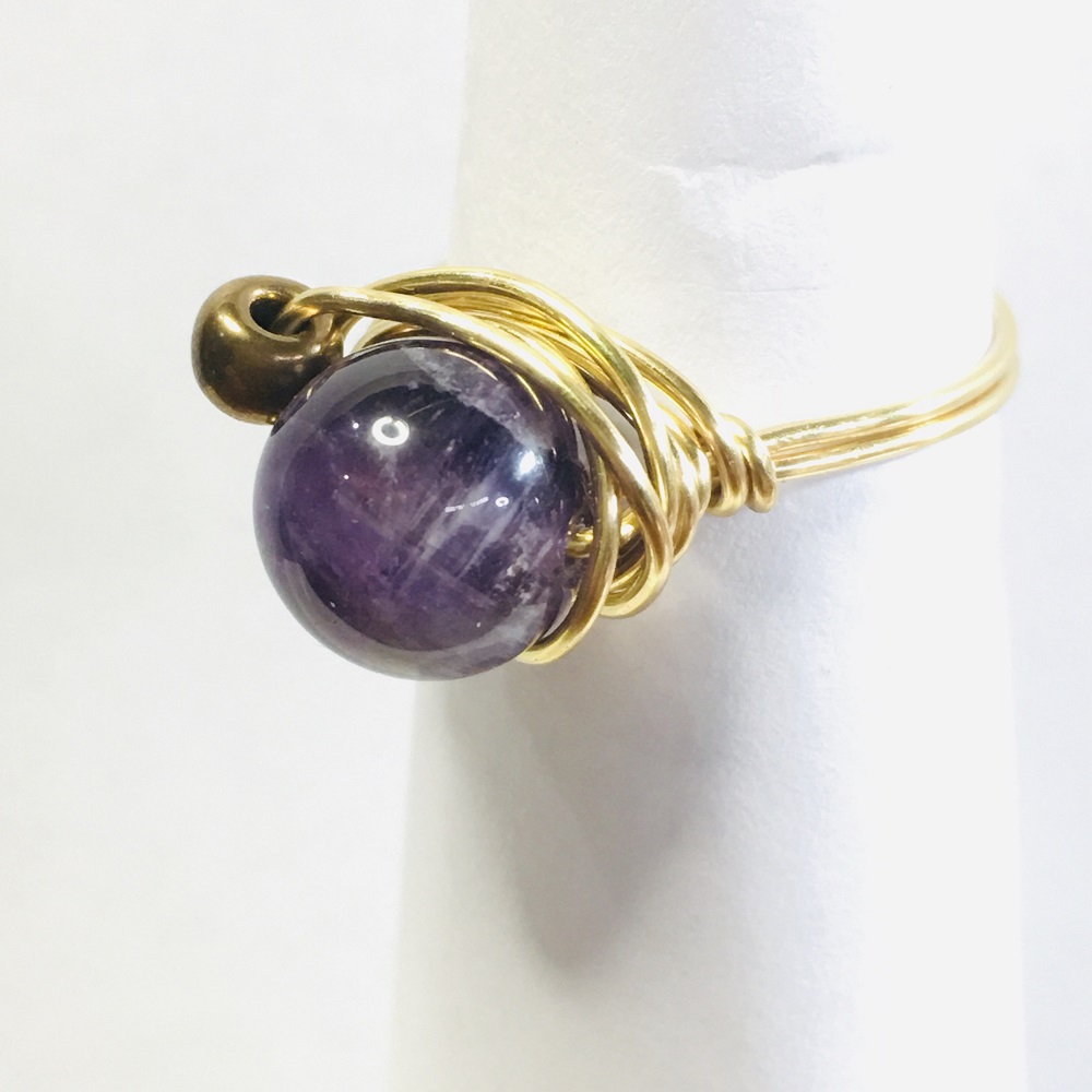Ring - Gold Wire-Wrapped, Amethyst by Susan Grace Branch
