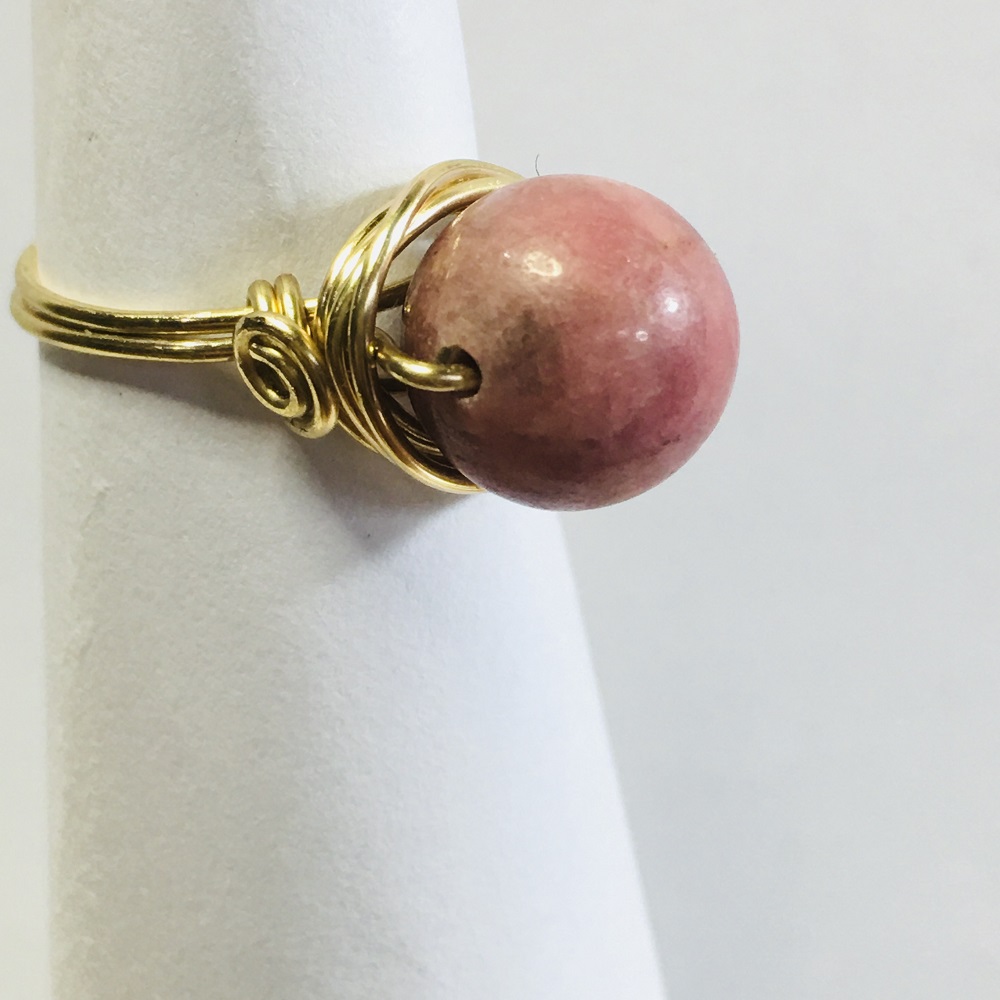 Ring - Gold Wire-Wrapped, Rhodonite by Susan Grace Branch