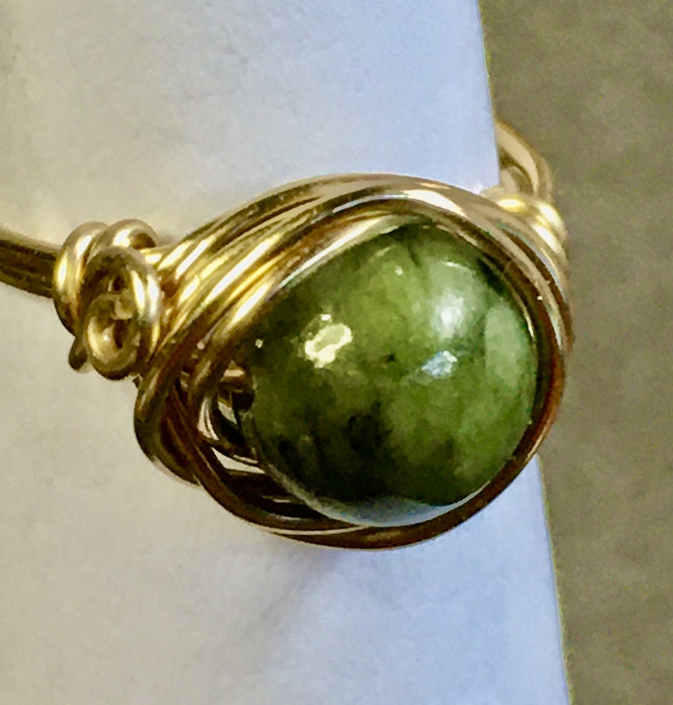 Ring - Gold Wire-Wrapped, Saguaro Jasper by Susan Grace Branch