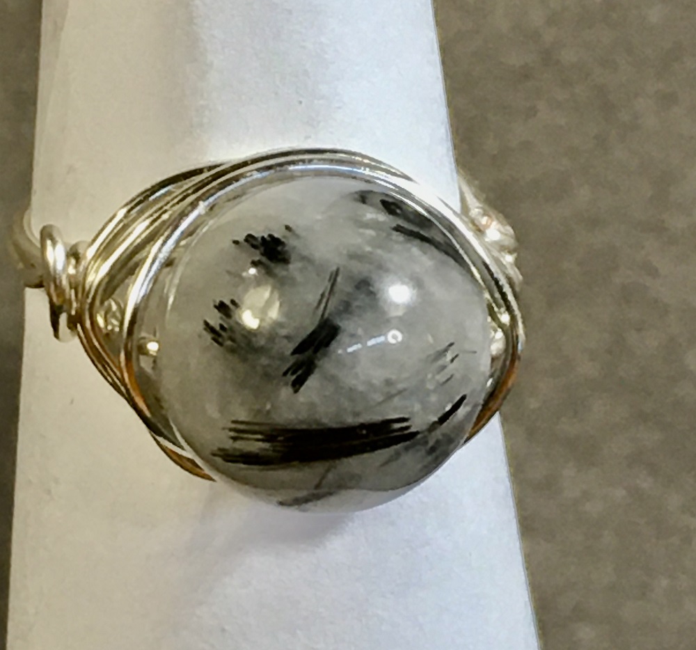 Ring - Silver Wire-Wrapped, Tourmaline Quartz by Susan Grace Branch
