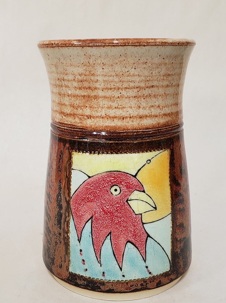 Coffee Cup Red-Headed Bluebird in a Multiverse by Kelly and Pamela Donaldson, Cross Creek Clay