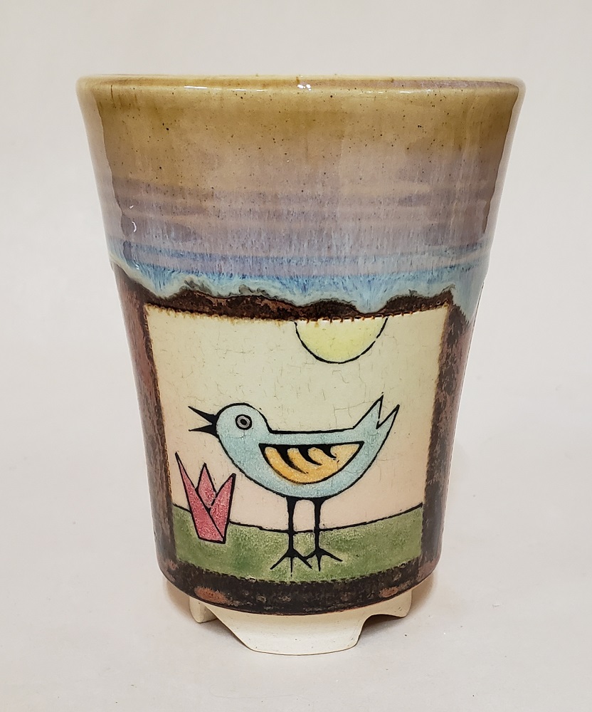 Coffee Cup Chickadee Blue by Kelly and Pamela Donaldson, Cross Creek Clay
