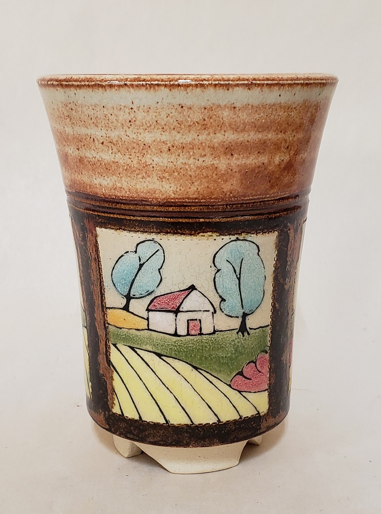 Coffee Cup Liftoff Over Farmhouse Blue by Kelly and Pamela Donaldson, Cross Creek Clay