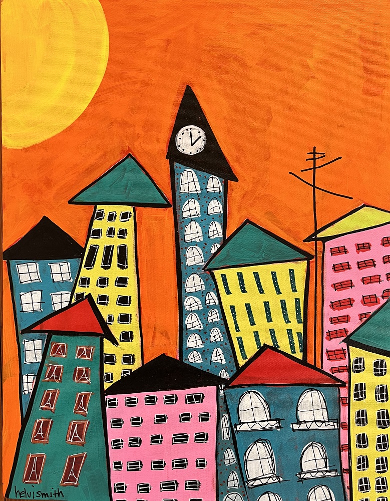 Orange Sky Over Funky Town by Helvi Smith