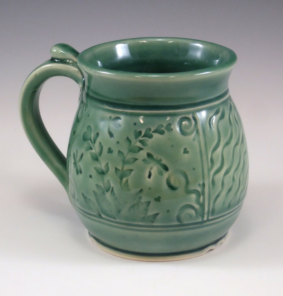 Mug, Garden, Green Glaze by Phil Fishwick