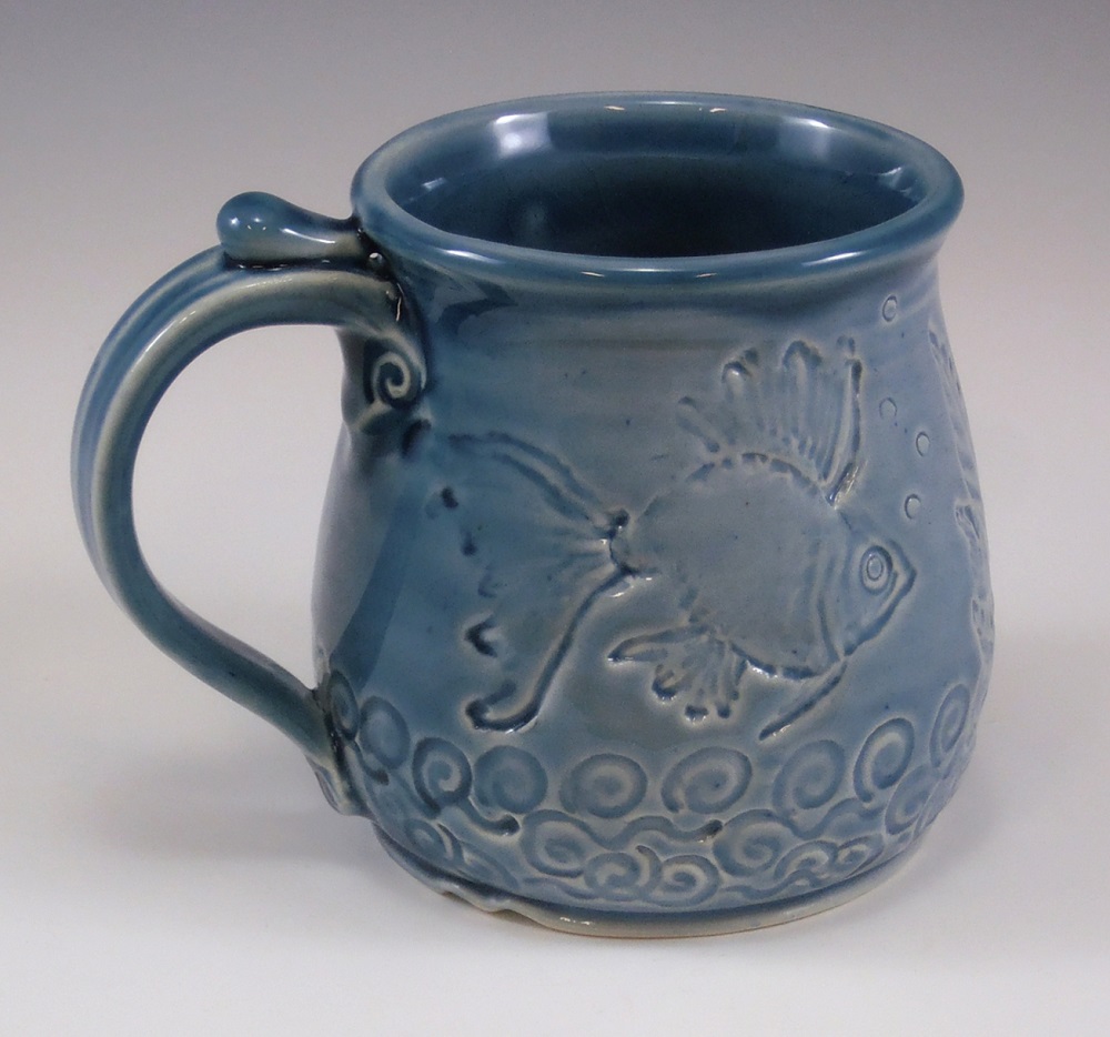 Mug, Fish, Blue Glaze by Phil Fishwick