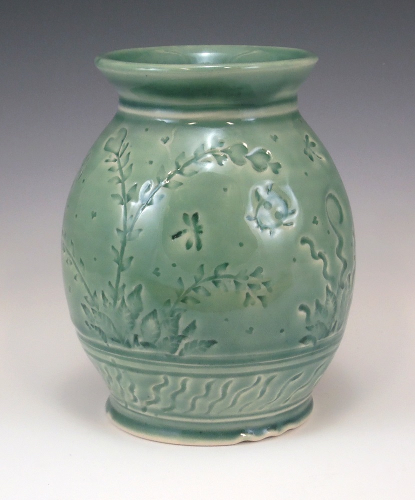 Vase, Garden, Green Glaze by Phil Fishwick