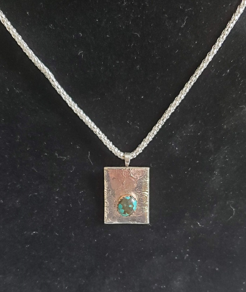 Necklace - Fine Silver Pendant with Turquoise by Gerry and Melissa Rasch, GMR Creates