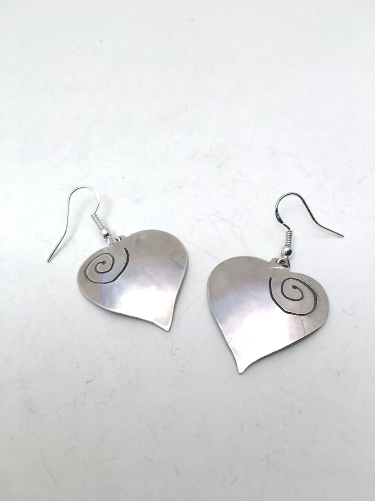 Earrings - Sterling Silver Spiral Hearts by Susan Grace Branch