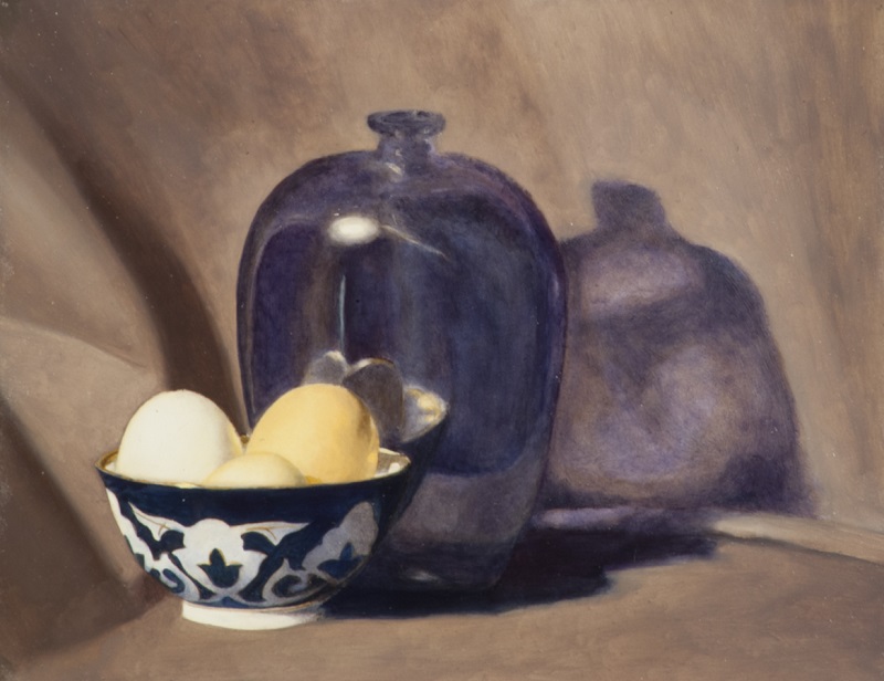 Chinese Bowl with Eggs Purple Vase by Jim Richards